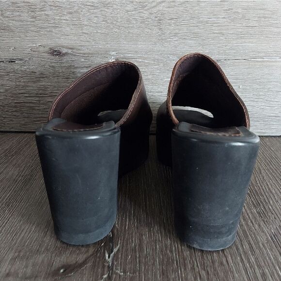 Vintage Y2K BONGO Brown Wedge Sandal Platform Slide Mules Size 6 - Picture 5 of 9